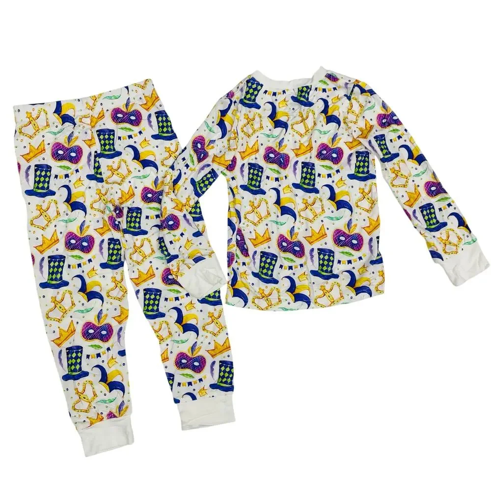 NWT Belle Cher 4T Mardi Gras Bamboo PJs